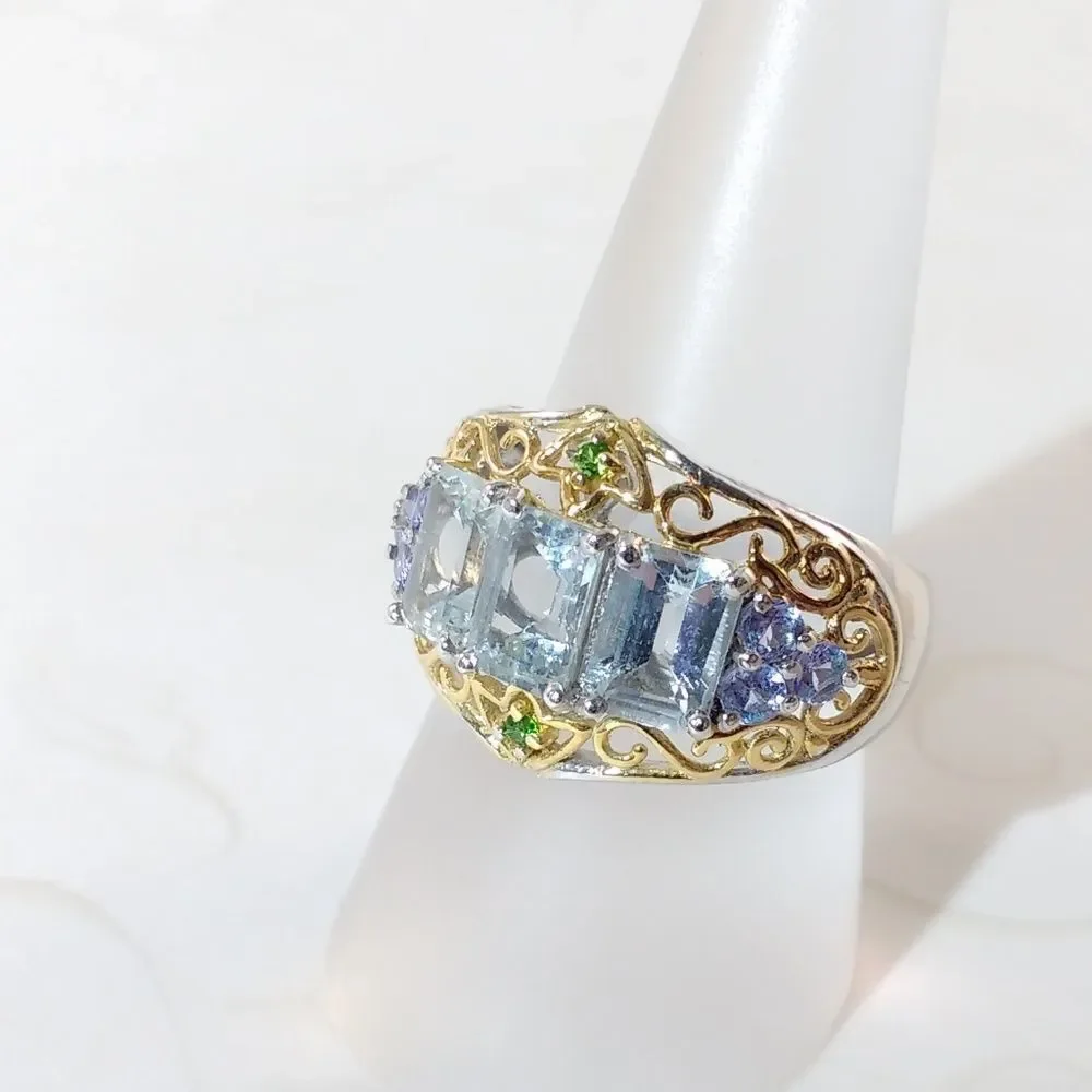 Aquamarine & Tanzanite 3.2 cttw Blue Size 8